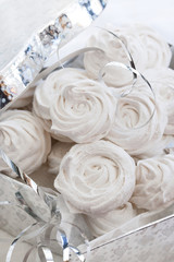 Fototapeta premium Homemade zephyr (marshmallows) in a gift box