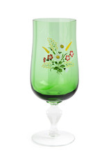 Green glass goblet