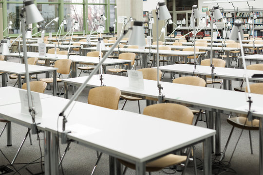 Empty reading room in a university library