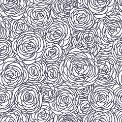 Vector vintage seamless floral pattern with hand drawn roses
