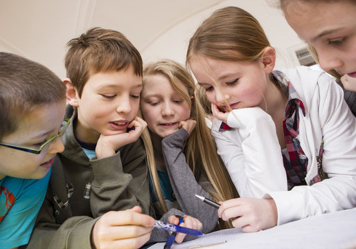 Austria, Group of children learning together