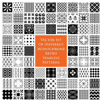 Monochrome retro seamless patterns