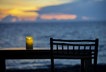 One candle on the table