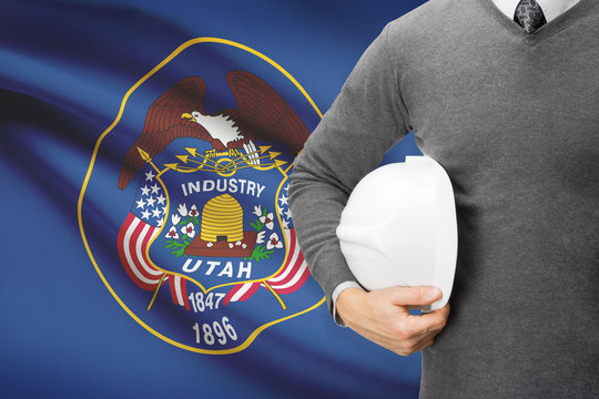 Engineer with flag on background series - Utah