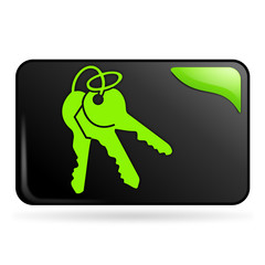 clefs sur bouton web rectangle vert