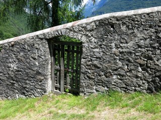 Stone Wall Wooden Gate