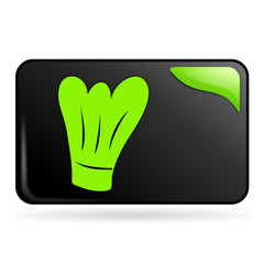 toque cuisinier sur bouton web rectangle vert