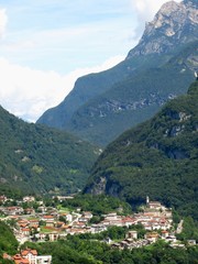 Fototapeta na wymiar Castellavazzo Village Italy Aerial
