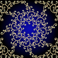 background with gold circular ornament of precious stones