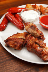 Appetizer plate with dipping sauces