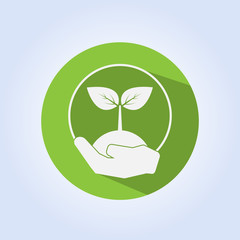 Leaf In Human Hand Green Eco Concept Vector