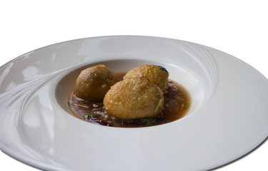 Boiled and then fried eggs with sweet tamarind gravy, Thai food