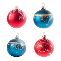 Four christmas decoration ball isolated on white