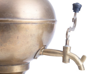 old brass samovar isolated on a white background