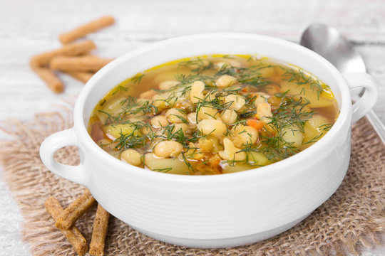 Soup with beans with dill