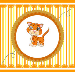 Funny cartoon orange cat
