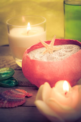 Oil massage aromatic candles stones Zen