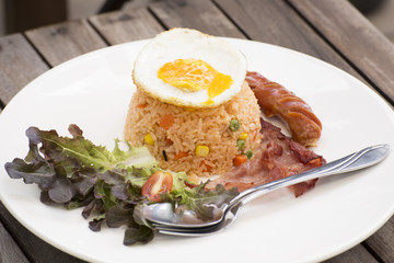 Fried Rice with Egg Bacon and Sausage
