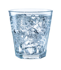 Glass of mineral carbonated water with ice. With clipping path