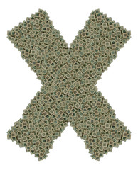 letter X made of old and dirty microprocessors