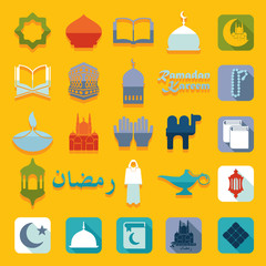 Set of flat icons: Ramadan Kareem