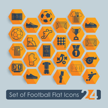 Set of football flat icons