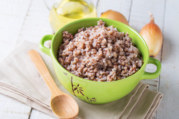 Buckwheat  in ceramic bowl