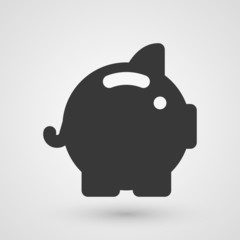 Black piggy bank icon