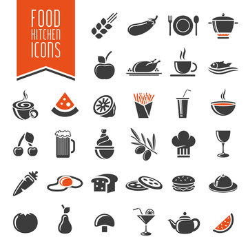 Kitchen and food icon set