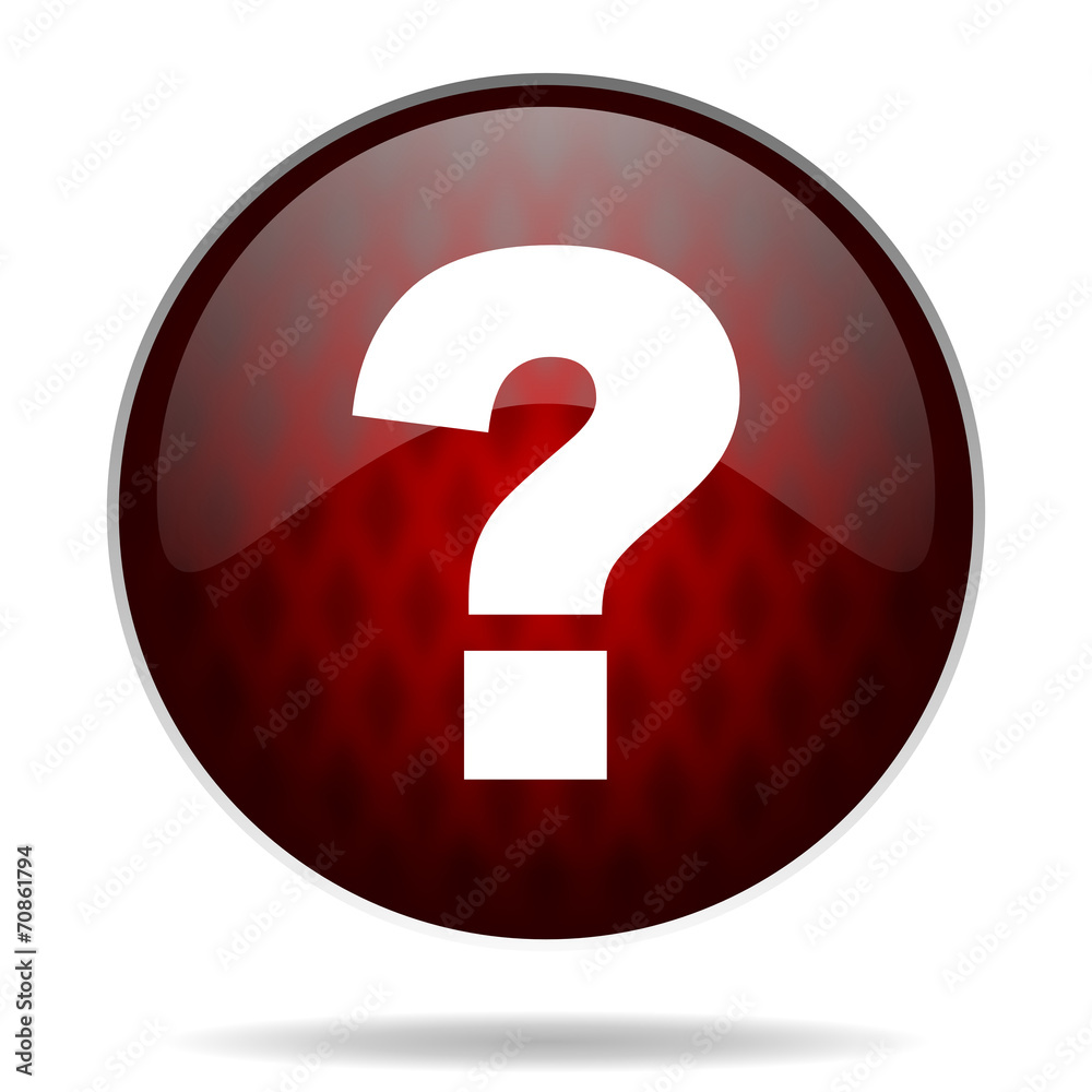 Aufkleber question mark red glossy web icon on white background.