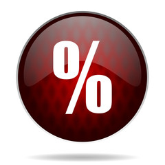 percent red glossy web icon on white background.