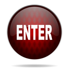 enter red glossy web icon on white background.