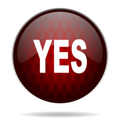 yes red glossy web icon on white background.