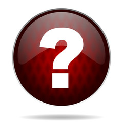 question mark red glossy web icon on white background.