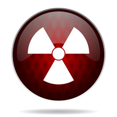 radiation red glossy web icon on white background.