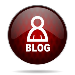 blog red glossy web icon on white background.
