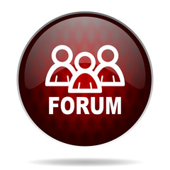 .forum red glossy web icon on white background.