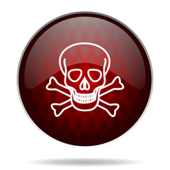 Fototapeta premium skull red glossy web icon on white background.