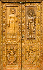 Carved wooden door