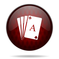 card red glossy web icon on white background.