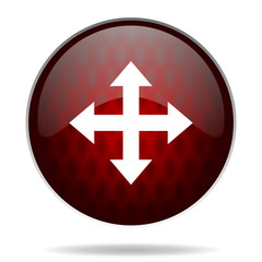 arrow red glossy web icon on white background.