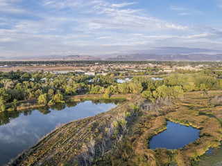 Fototapeta na wymiar aerial view of swamp natural area