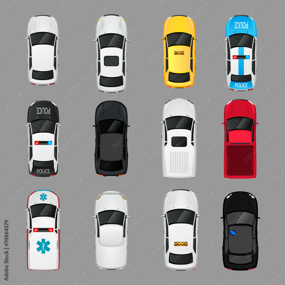 Sticker cars icons top view