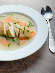 Chicken broth with fresh vegetables