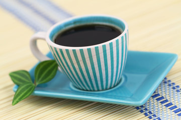Black coffee in vintage cup