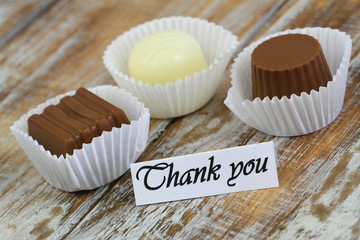 Thank you card with assorted chocolates