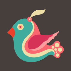 Colorful flying bird.