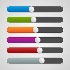 Vector UI sliders colors set. Volume controls.