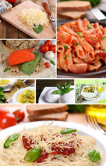 Collage of tasty Italian food