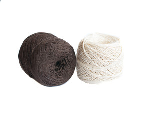 glomerular two threads for knitting on a white background